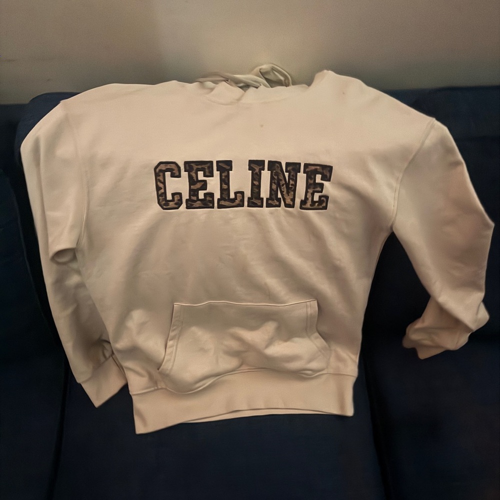 Celine Cream Cotton Hoodie